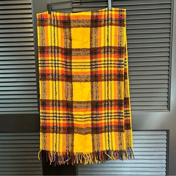Kenzo Autumnal Textured Wool Blend Clueless Preppy, Gold, Pumpkin Orange Plaid - Picture 2 of 13